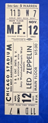Led Zeppelin Unused original ticket for Chicago Stadium Nov. 1980 cancelled show - Picture 4 of 4