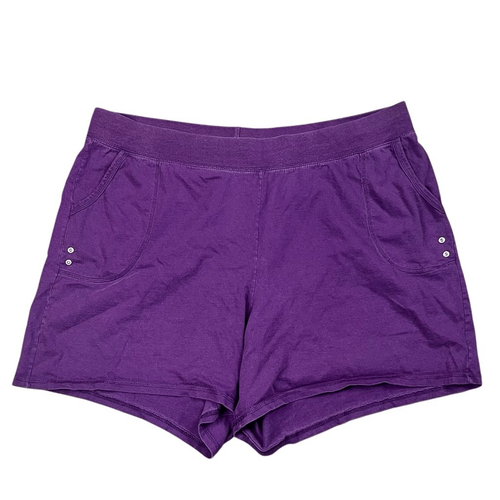 Just My Size Purple Knit Elastic Waistband Shorts 3X