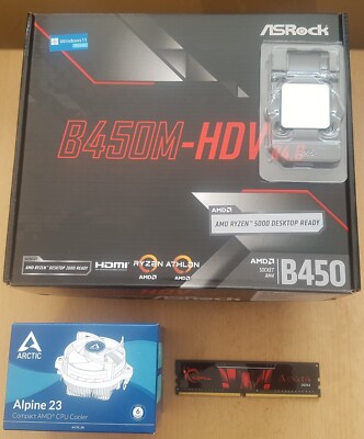 Aufrüstkit Bundle AMD Ryzen 5 5600X AM4, ASRock Mainboard B450M-HDV u. 8 GB DDR4