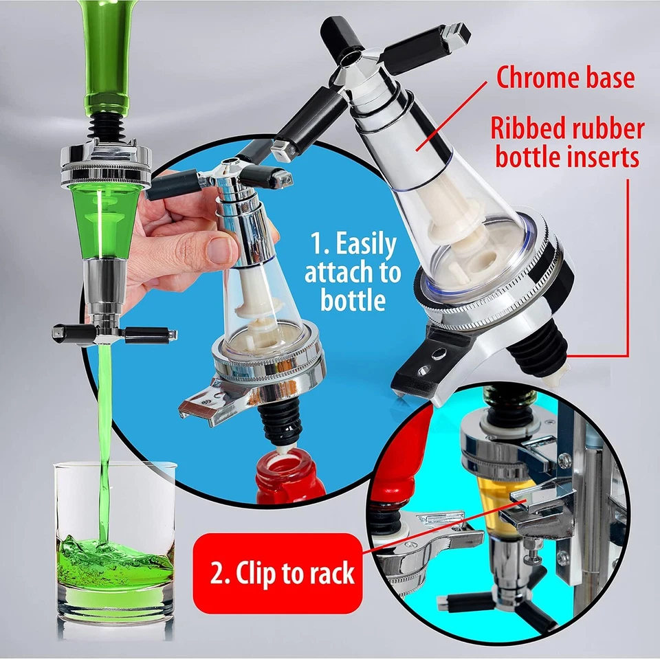 Dispensador de licor Wyndham - 4 botellas de bebidas, estación de alcohol - montado en la pared Foto 4 de 4