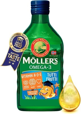MOLLER'S MOLLERS Fish/Cod Liver Oil OMEGA3 Vitamin A+E+D3 600 IU FRUITY/ TRAN 250ml Fruit