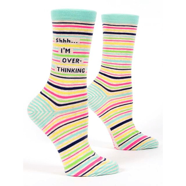 Blue Q Women's Crew Socks Cotton Shhh, I'm Overthinking eBay