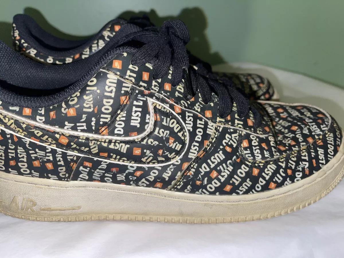 Nike Air Force 1 Low Just Do It Pack Sz 9.5 Black 2018 Total Orange RARE AF One