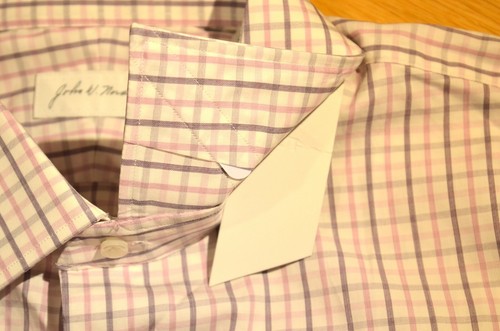 JOHN W. NORDSTROM 100% Cotton Trim Fit L/S Shirt, Pink, Gray, Men's XL 17/34-35 - Picture 5 of 9