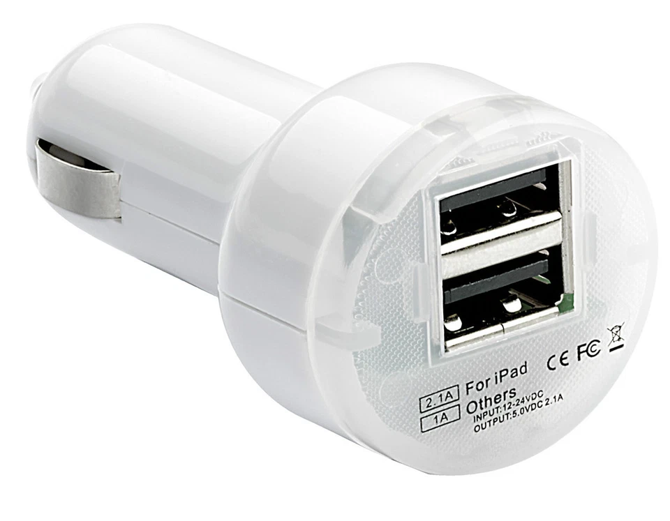 PULSE Blanco Doble Doble Multi Puerto USB Adaptador Toma en Coche Smartphone Cargador  Foto 2 de 4