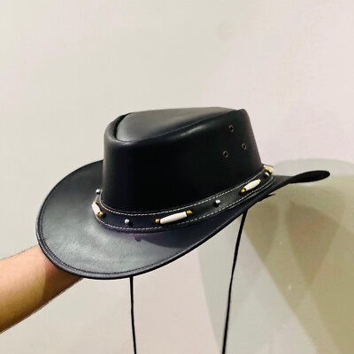 Black Western Hat with Beaded Band Black Straw Frayed Pinch Front Western Hat LIN-83 | Buffalo  main image 4