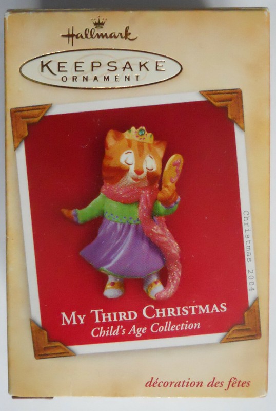 Hallmark Child Age #3 Ornament Girl KITTY CAT Orange Tabby 2004 Third Christmas