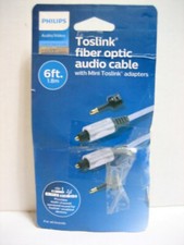 Philips 6' Elite Toslink Digital Fiber Optic Cable Black High-Fidelity Sound