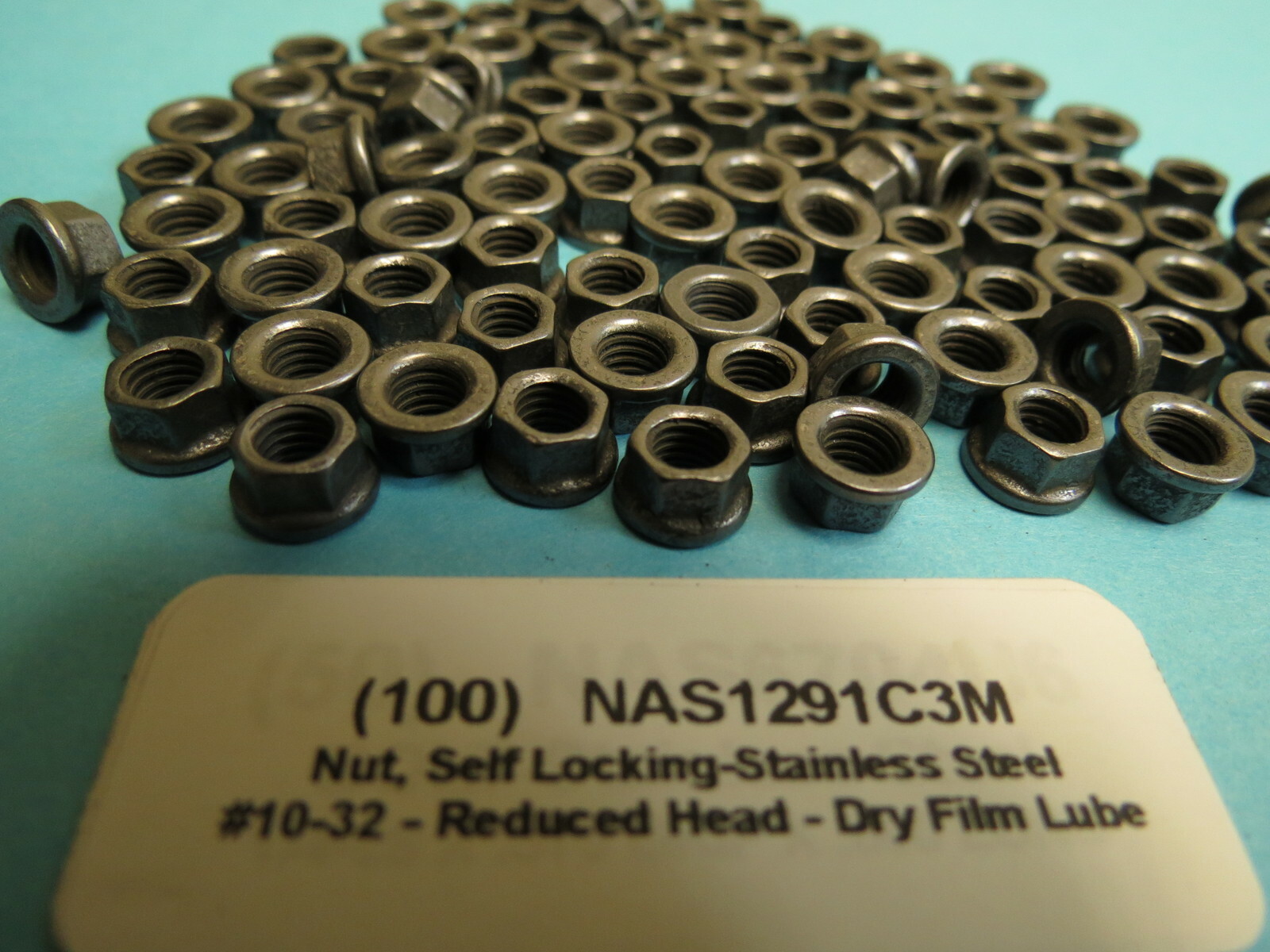 (100) NAS1291C3M MilSpec Self Locking Nuts 1032 Stainless Steel Dry