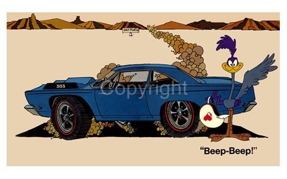 1968 Plymouth Road Runner 383 Repro Vintage Cartoon Ad