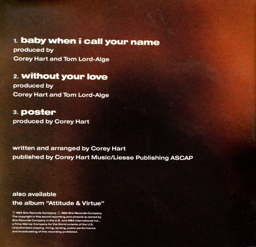 Corey Hart – Baby When I Call Your Name 1992 SINGLE CD EX - Picture 3 of 3