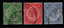 Jamaica 1912 1921 King George V ½d, 1d, 2½d SG58, 61, 89a Used