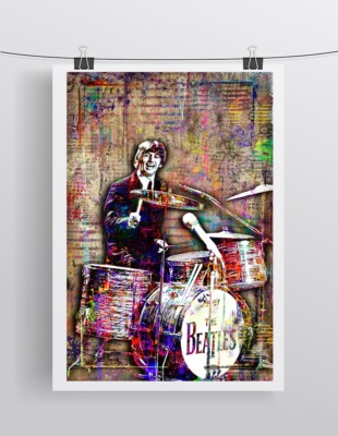 THE BEATLES Ringo Starr 8x10in Poster RINGO STARR Drums Poster