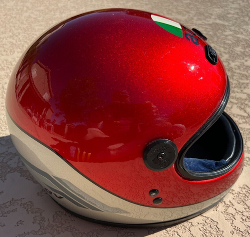 VINTAGE 1987 AGV RED KR-2001 MOTORCYCLE HELMET MFG 11/87-LARGE 7 1/2 - Picture 4 of 11