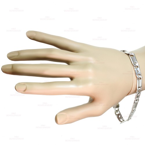 Italian 14k White Gold Flat Link Bracelet - Picture 4 of 4