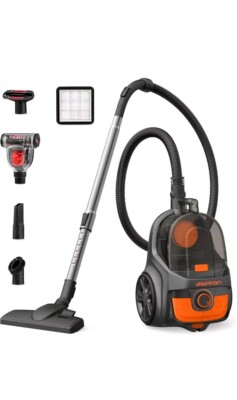 Aspiron Canister Vacuum Cleaner, 1200W Lightweight Bagless Vacuum Cleaner, 3.7QT