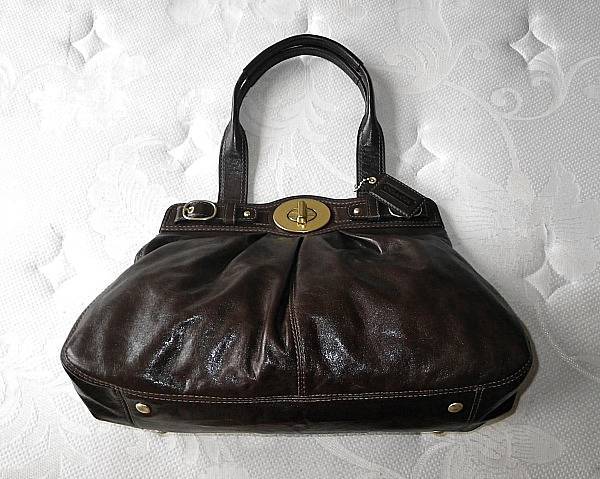NEW COACH Ltd Ed BROWN Leather LG Garnet Turnlock Tote Bag Purse