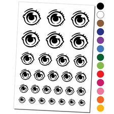 Single Eye with Eyelashes Temporary Tattoo Water Resistant Set Collection