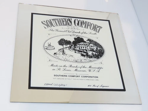 Vintage Carnival/Fair/Game/Prize 12" Glass Mirror Southern Comfort Whiskey