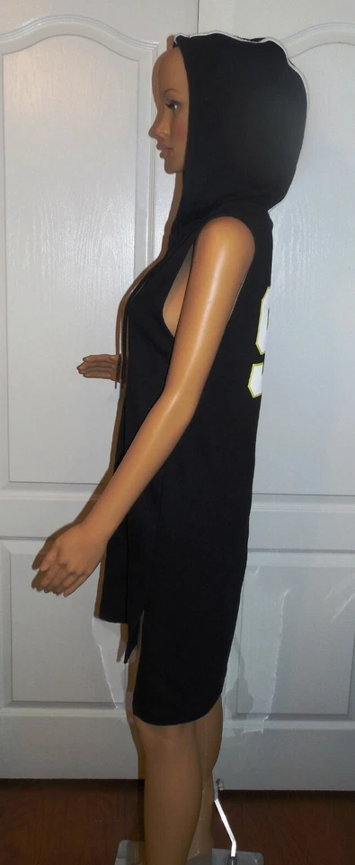Women's Small Black Sporty Sleeveless Sweatshirt Hoodie Dress Pullover Cover-up - Image 4 of 4