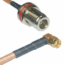 USA-CA RG400 N FEMALE BULKHEAD to RP-SMA MALE ANGLE Coaxial RF Pigtail Cable