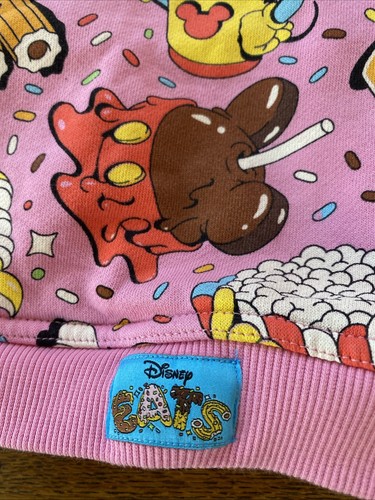 Kids Youth Disney Eats Mickey Snacks Hoodie Sz 7 8 Sweatshirt Pink VGUC - Picture 2 of 7