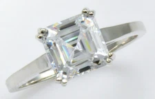 3 ct Asscher Ring Top Russian Quality  CZ Extra Brilliant  S Silver Sz 10