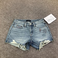 Aeropostale Shorts Womens 6 Blue Denim Cutoff Relaxed Embroidered Beach