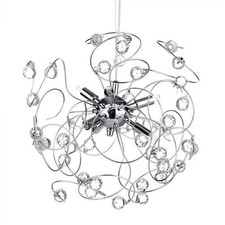 Image of Litecraft Crystal Effect Ceiling Pendant 6 Light - Polished Chrome Clearance