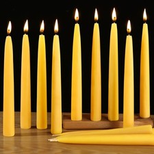 12 Pack Beeswax Taper Candles,8in Dripless Pure 8in-12pack, Yellow