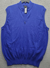 Greg Norman 1/4 Zip Sweater Vest Mens Large Blue Knit Golf Performance Pullover
