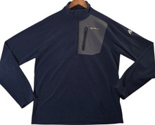Eddie Bauer First Ascent 1/4 zip Pullover Men's Medium Fleece Blue Zip Pocket