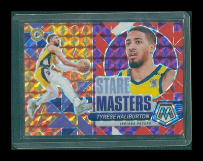 Tyrese Haliburton 2023-24 Panini Mosaic Stare Masters Mosaic Purple #8 IND 82/99