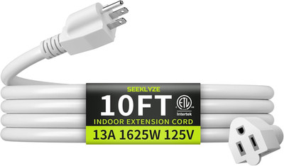 16/3 White Extension Cord 10 FT, Indoor Extension Cord for Laptops, Coffee Maker