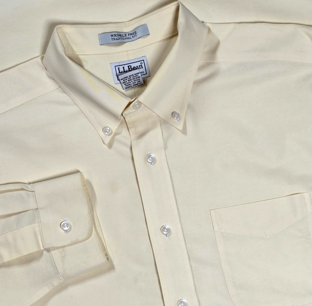 ll bean dress shirt Thick! L.L. Signature Green Gingham Check Cotton Oxford-Slim M Sizing is Neck Size + Arm Length Men's Wrinkle-Free Classic Oxford Cloth