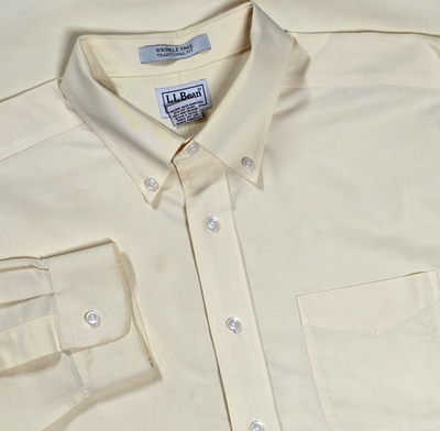 LL Bean Oxford Button Up Dress Shirt Mens 17-35 Long Sleeve Traditional  Yellow | eBay