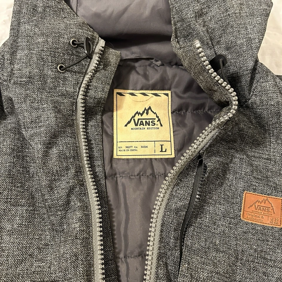 Chaqueta de esquí grande para hombre VANS abrigo de snowboard con capucha imitación cuero vintage Foto 3 de 4