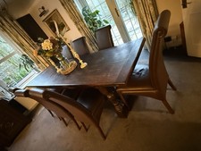 Antique Solid Oak Table Large And 8 Chairs