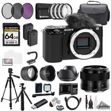 Sony ZV-E10 Black Body  Sony E 35mm f/1.8 OSS Lens 64GB 9 PC Filter-MEGA Kit