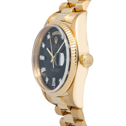 Rolex Day-Date 18038 18k Yellow Gold Automatic President Black Dial Unisex 36mm - Picture 3 of 6