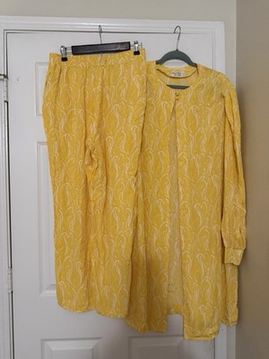 Givenchy En Plus Vintage 80s Yellow White Eclectic Long Sleeve Midi 2 pieces