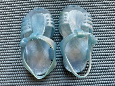 Vintage Baby Toddler Doll Blue Jelly Shoes Sandals- Size NEW - Main Image