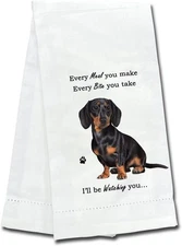 E&S Pets Black Dachshund Kitchen Towel 18" by 26"--100% Cotton, Machine Wash