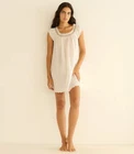Doen Women's Lelia Embroidered Lace White Cotton Nightgown Short Mini Dress S