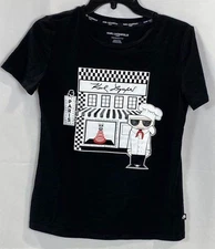 Karl Lagerfeld Women Black Graphic T-Shirt XXS
