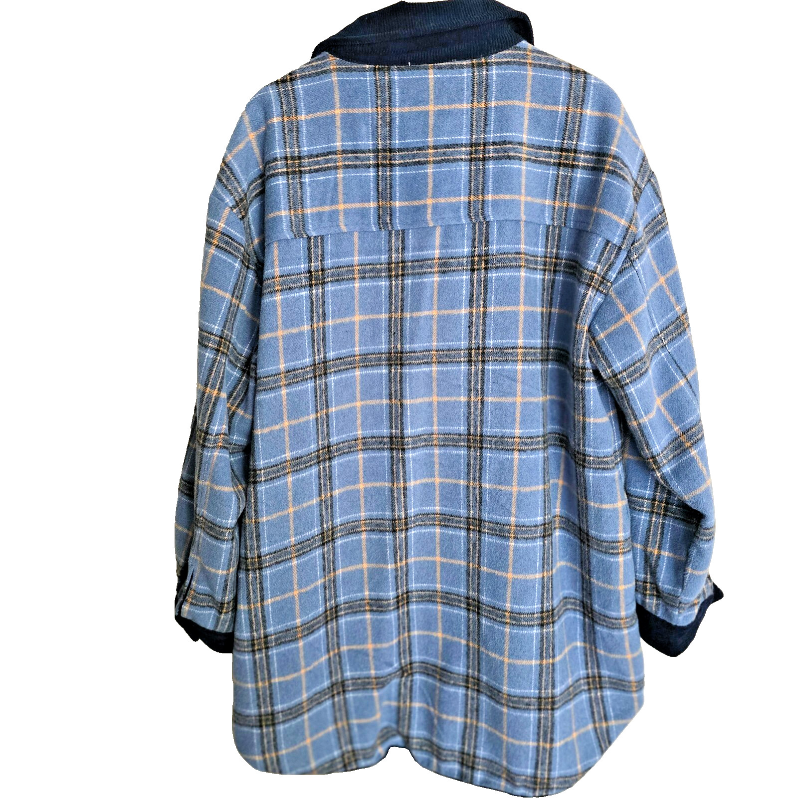 Oversized shacket, jacket plaid blue solid pocket… - image 2