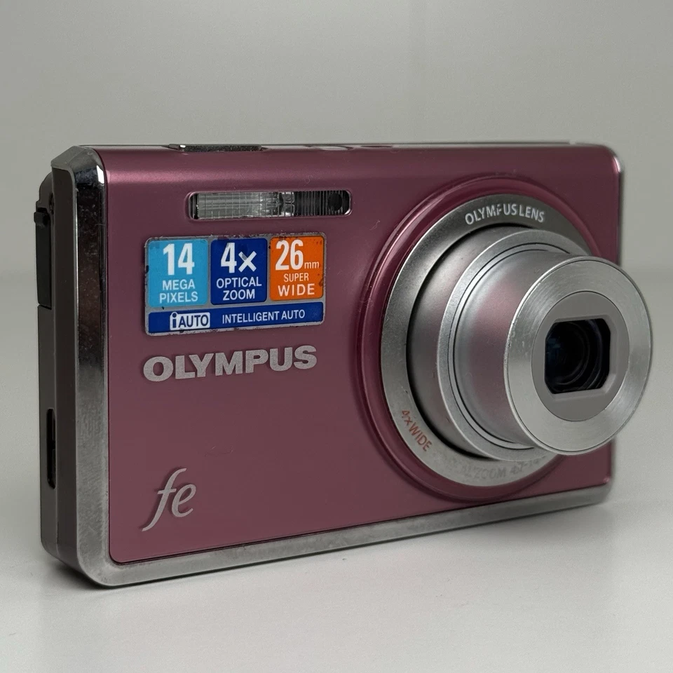 Olympus FE-4030 Pink Compact Digital Camera TESTED WORKING w/ Damaged LCD Screen - Image 3 of 4