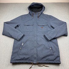 Billabong Jacket Mens XL Blue Matt Full Zip Softshell Hooded Fleece Lined Coat