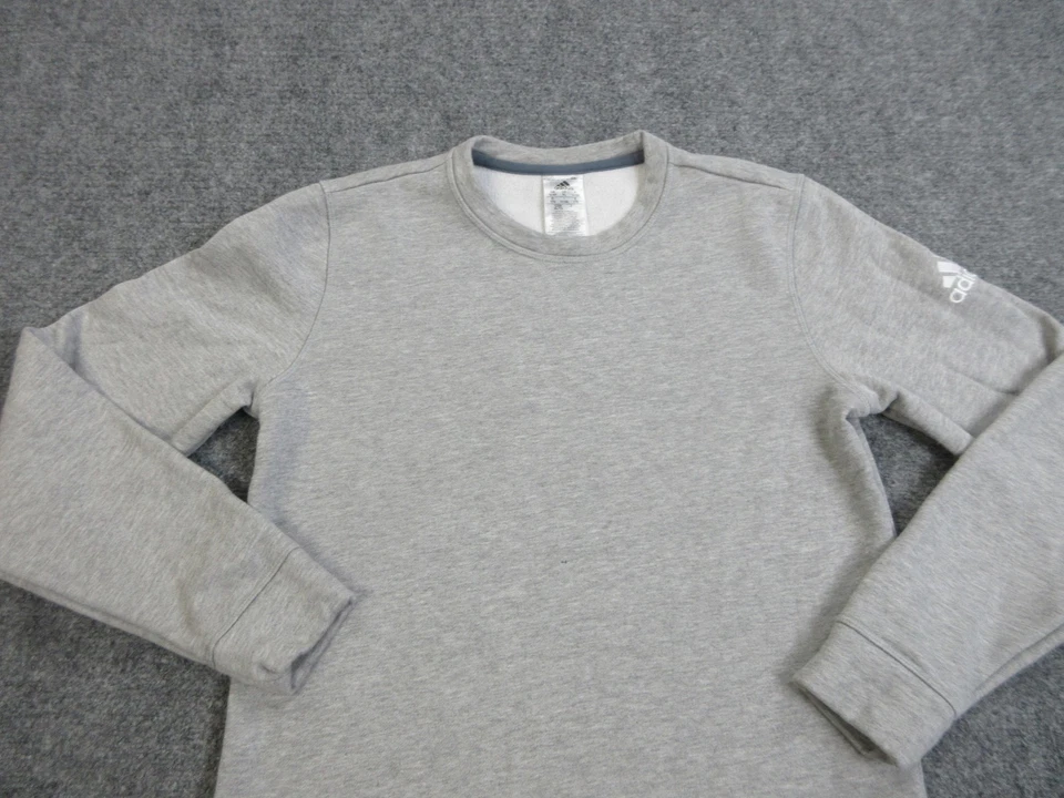 Adidas Sudadera Juvenil XL Gris Cuello Redondo Polar Logo Pullover Atlético Foto 3 de 4