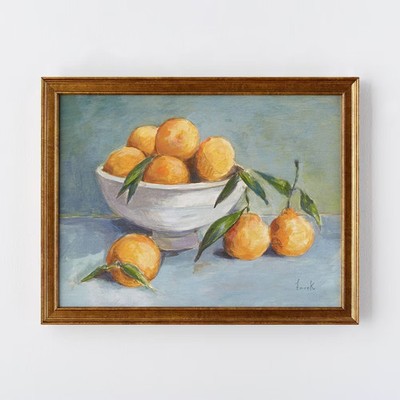 18'' x 14'' Citrus Harvest Framed Wall Canvas Antique Gold - Threshold